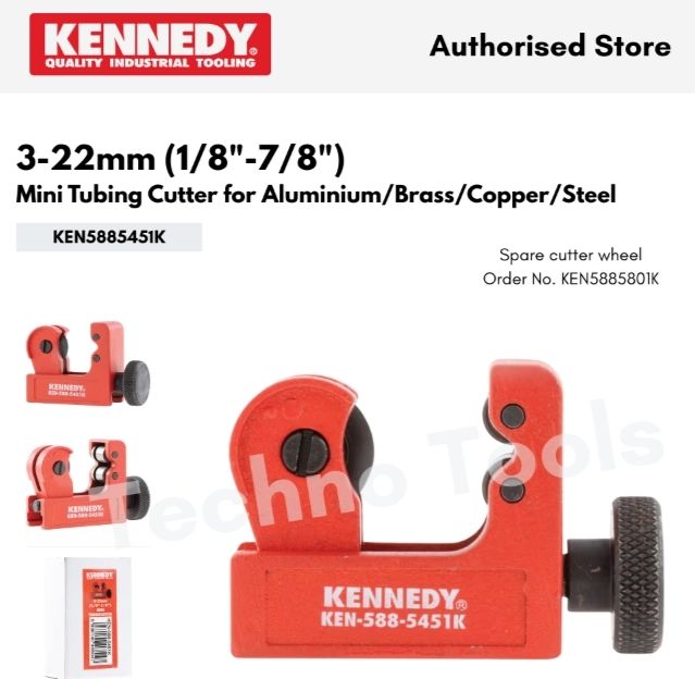 Kennedy 3-22mm (1/8"-7/8") Mini Tubing Cutter for Aluminium/Brass/Copper/Steel, Single Stroke Tube Cutter - KEN5885451K
