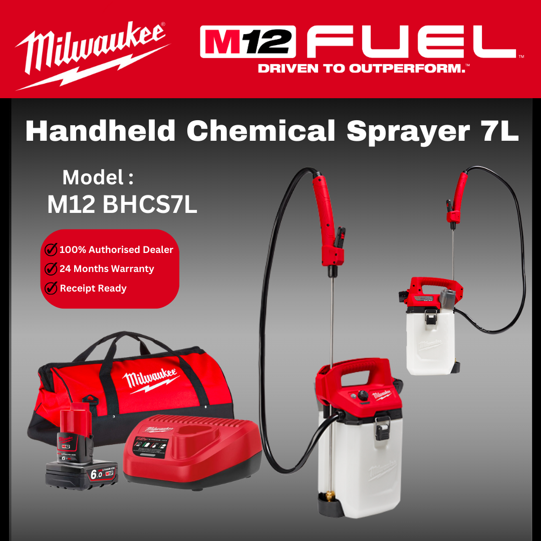 Milwaukee M12 Handheld Chemical Sprayers 7L / BHCS7L / Sprayer / Milwaukee Sprayer / Mesin Ubat Spray
