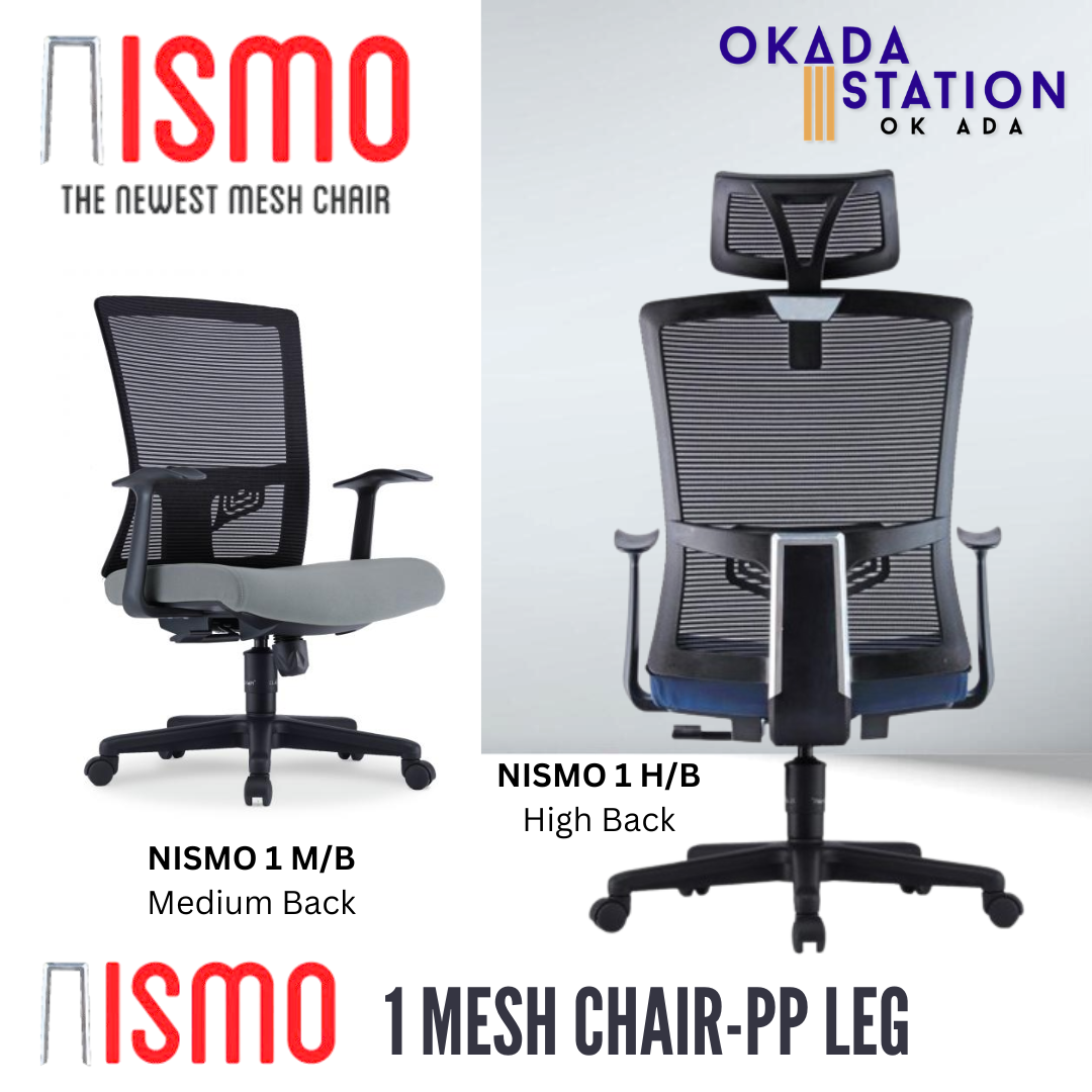 NISMO 1 ERGONOMIC MESH CHAIR - ALL SIZE / MESH SERIES / OFFICE CONFERENCE CHAIR / OFFICE SWIVEL CHAIR / ERGONOMIC CHAIR / EXECUTIVE CHAIR / DIRECTOR CHAIR / OFFICE CHAIR / MESH CHAIR / PP BASE / NISMO 1