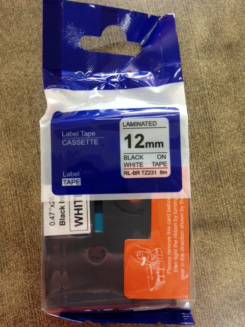Allyco TZ 231 Tape 12mm Black on White