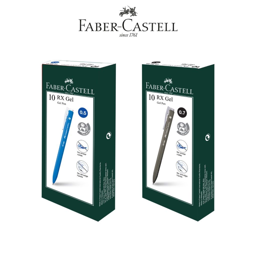 Faber-Castell RX Gel Gel Pen - Red/ Black / Blue, 0.5mm / 0.7mm (Box of 10)