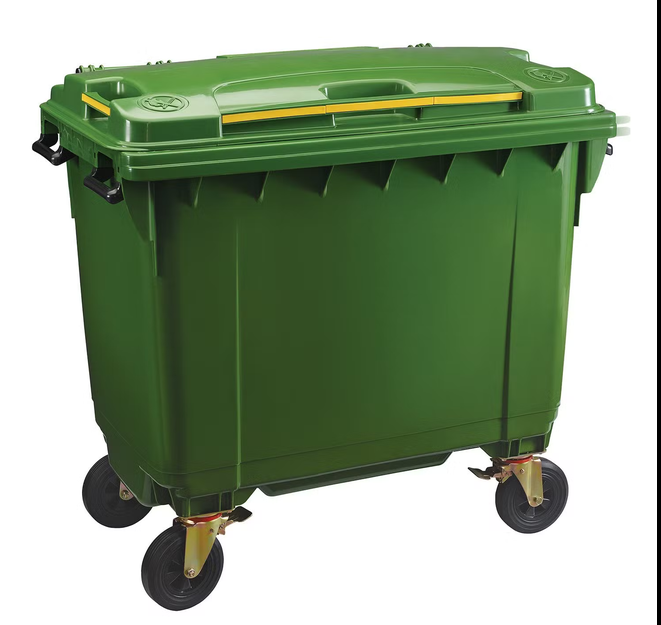 GP GREEN LARGE OUTDOOR DUSTBIN WITH ROLLER 600L