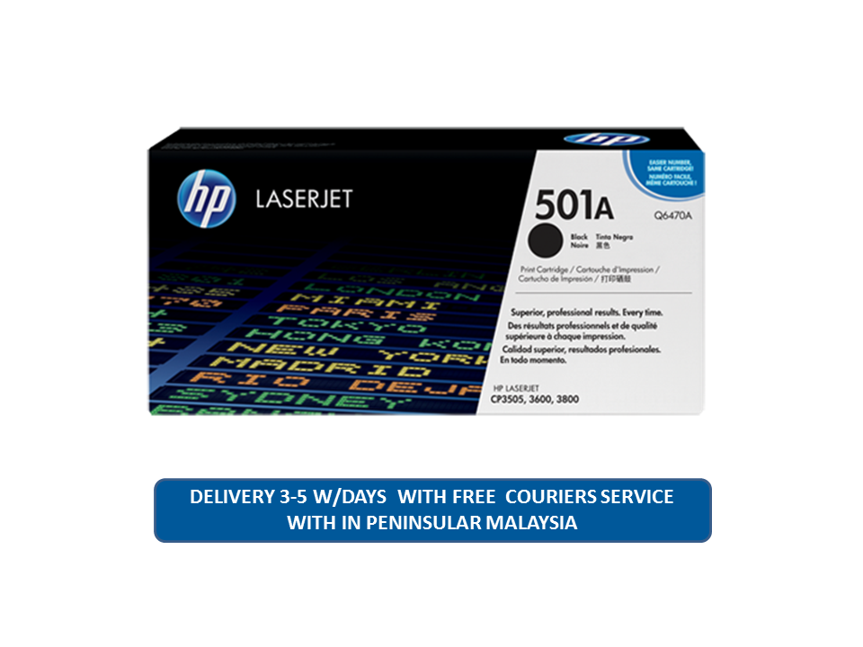 HP 501A Black Original LaserJet Toner Cartridge (Q6470A)