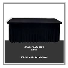 4 FT Skirt Elastic Banquet Table Cloth Top Cover Skirting Event Hotel Kain Sarung Alas Meja segi (Black)