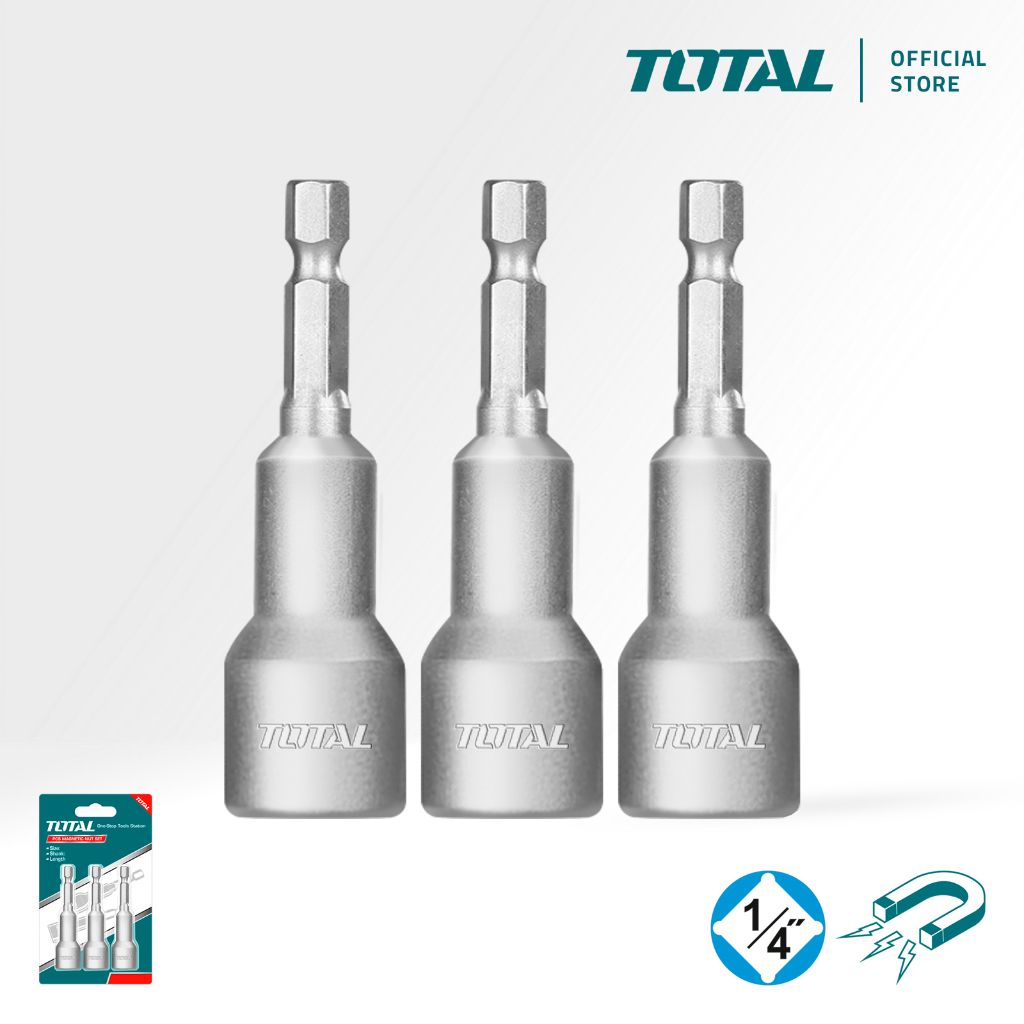 TOTAL MAGNETIC NUT SET CR-V STEEL & MAGNETIC (8MM/1/4"/45MM/3 PCS) TAC270832