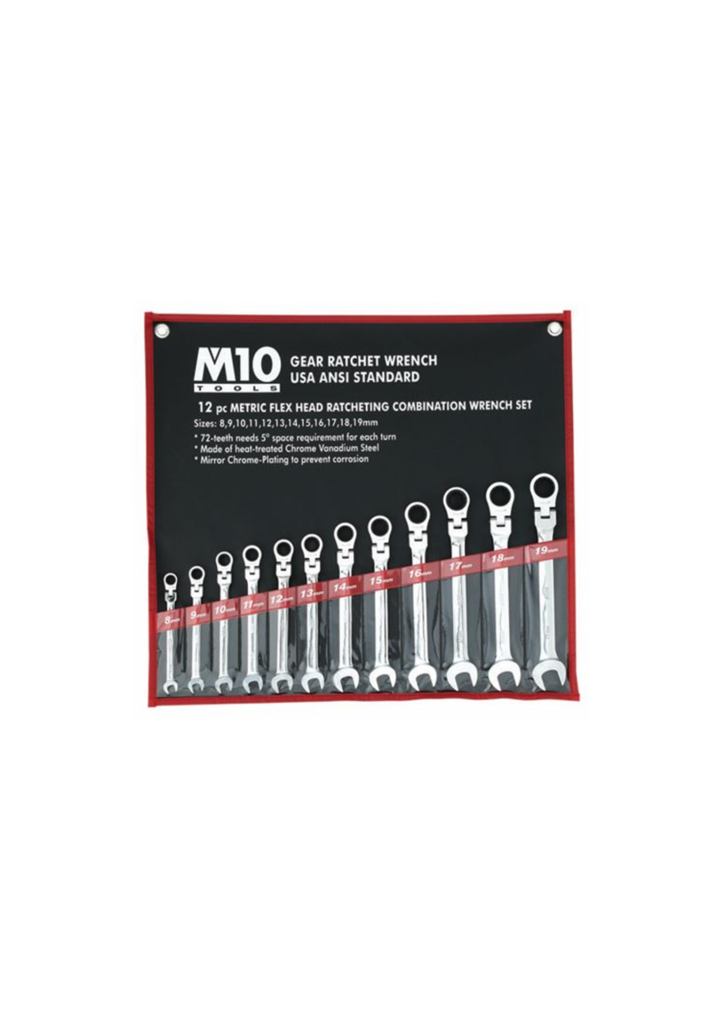 M10 Gear Ratchet Flex Combination Wrench Set