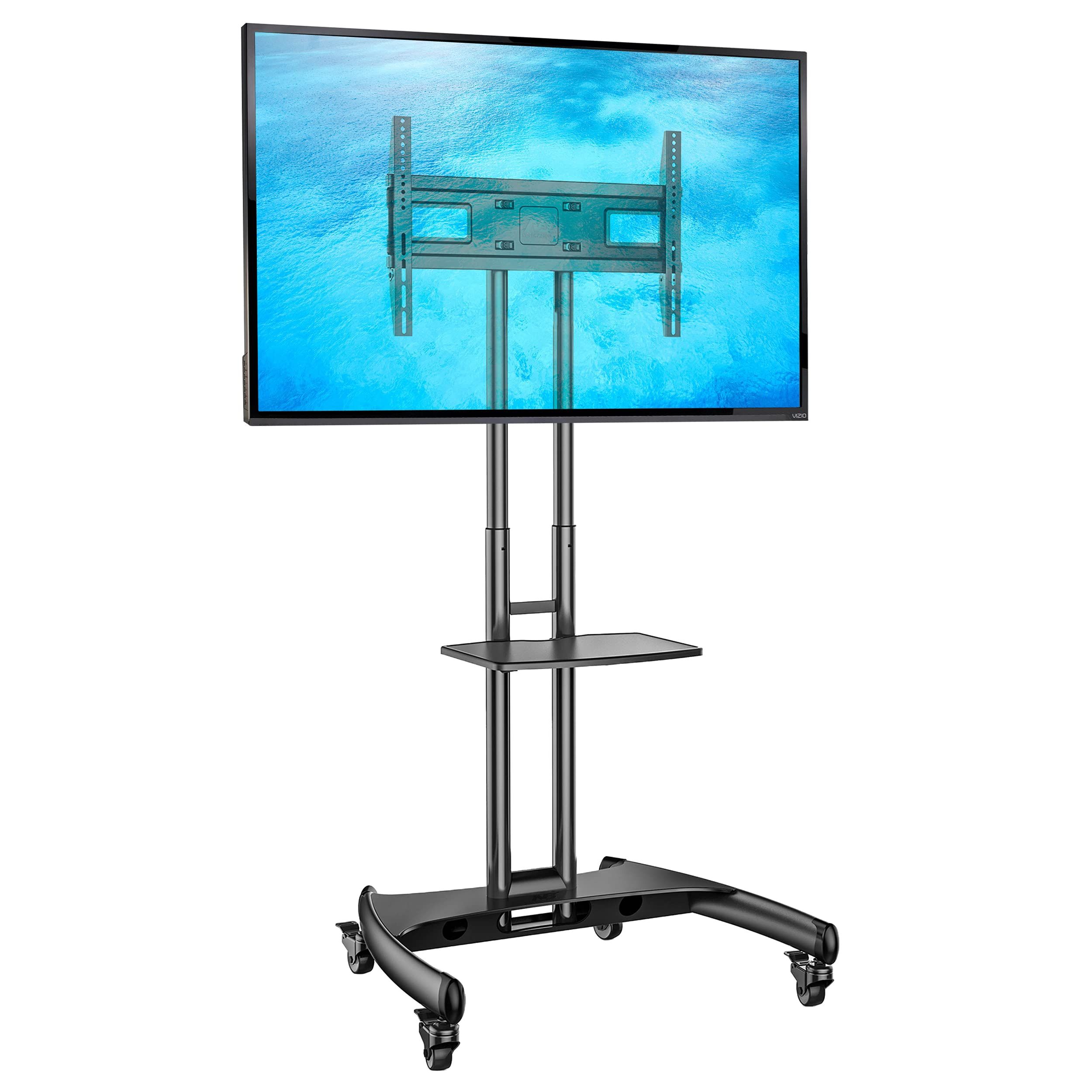 NB North Bayou AVA1500-60-1P AVF1500 Aluminum 32-70 inch Height Adjustable TV Stand Portable Mobile TV Trolley Cart TV