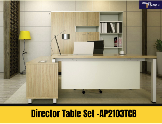 DIRECTOR TABLE SET COMPLETE WITH HEIGHT CABINET SET
