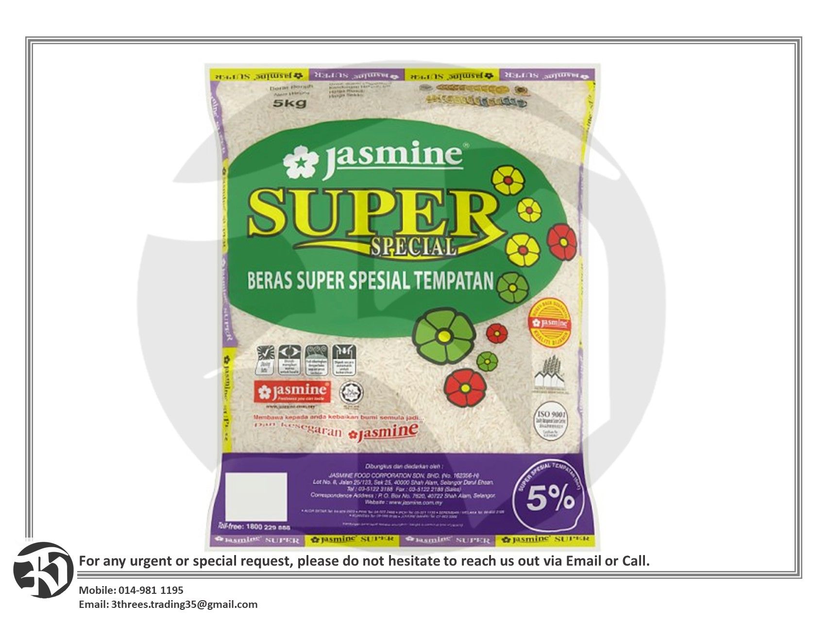 Beras Jasmine Super Special Tempatan Rice 5% 5kg