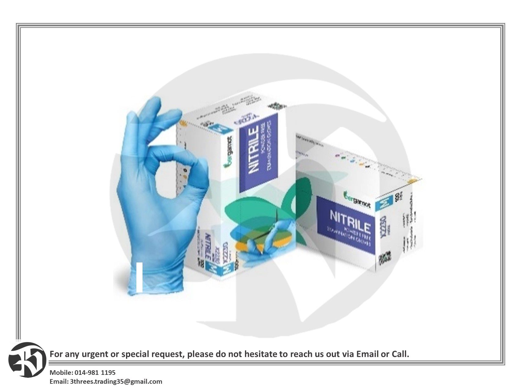 Bergamot Latex Powder Free Examination Gloves-Extra Thick Z3255 / Z3258/60 / X2230 / X2235