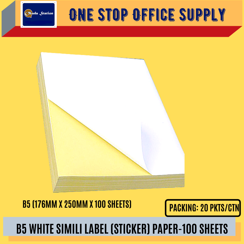 OKADA B5 WHITE SIMILI LABEL (STICKER) -100 SHEETS / Okada / B5 / White / Simili Label / Sticker / Okada White Simili Label