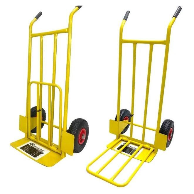 MYSTAR 2 WHEELS HAND TROLLEY WITH 10" PNEUMATIC WHEEL YELLOW FRAME (P-SHAPE TRUCK) 200KGS