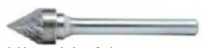 Temo General Series Carbide Burr - 6mm Shank J1916 Double Cut TiN Coated Conical 60掳
