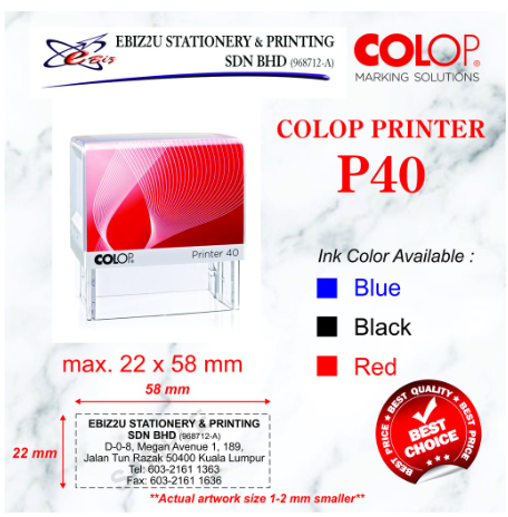 CUSTOMIZED Rubber Stamp Colop Printer Line Self-Inking P40