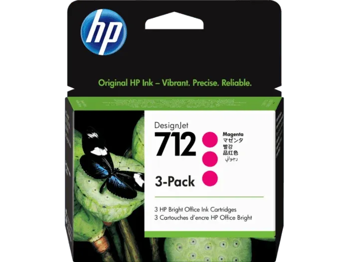 HP 712 Magenta DesignJet Ink Cartridge 3-Pack - 3ED78A