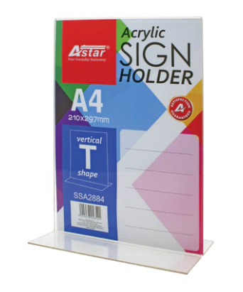 ASTAR SSA2884 A4 ACRYLIC SIGN HOLDER VERTICAL  TSHAPE