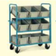 Temo 1300*650*1500mm 300kg 3-Layer Plastic Bin Trolley