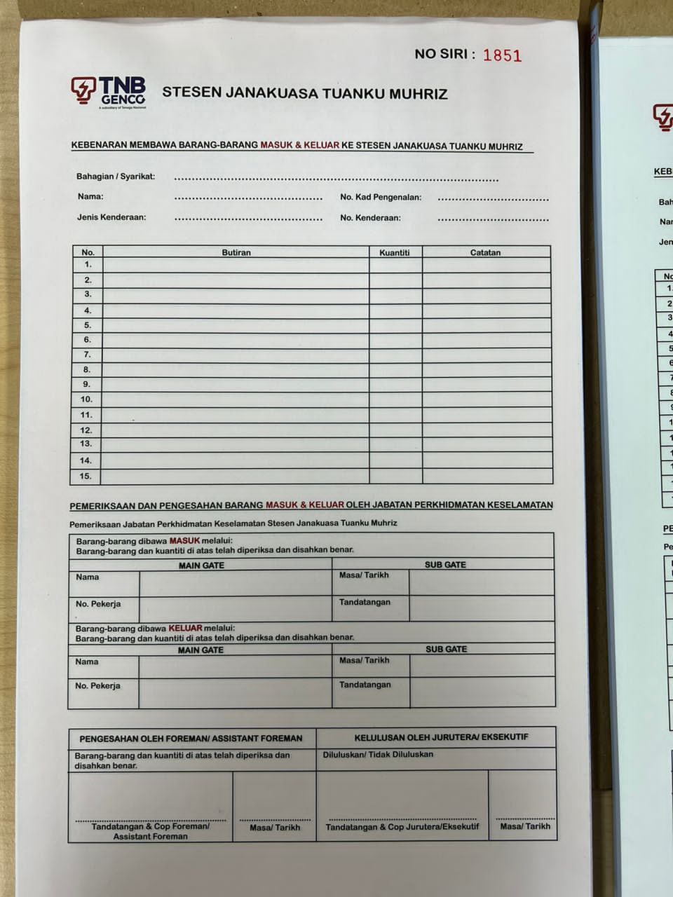 BUKU KEBENARAN MEMBAWA BARANG KELUAR & MASUK