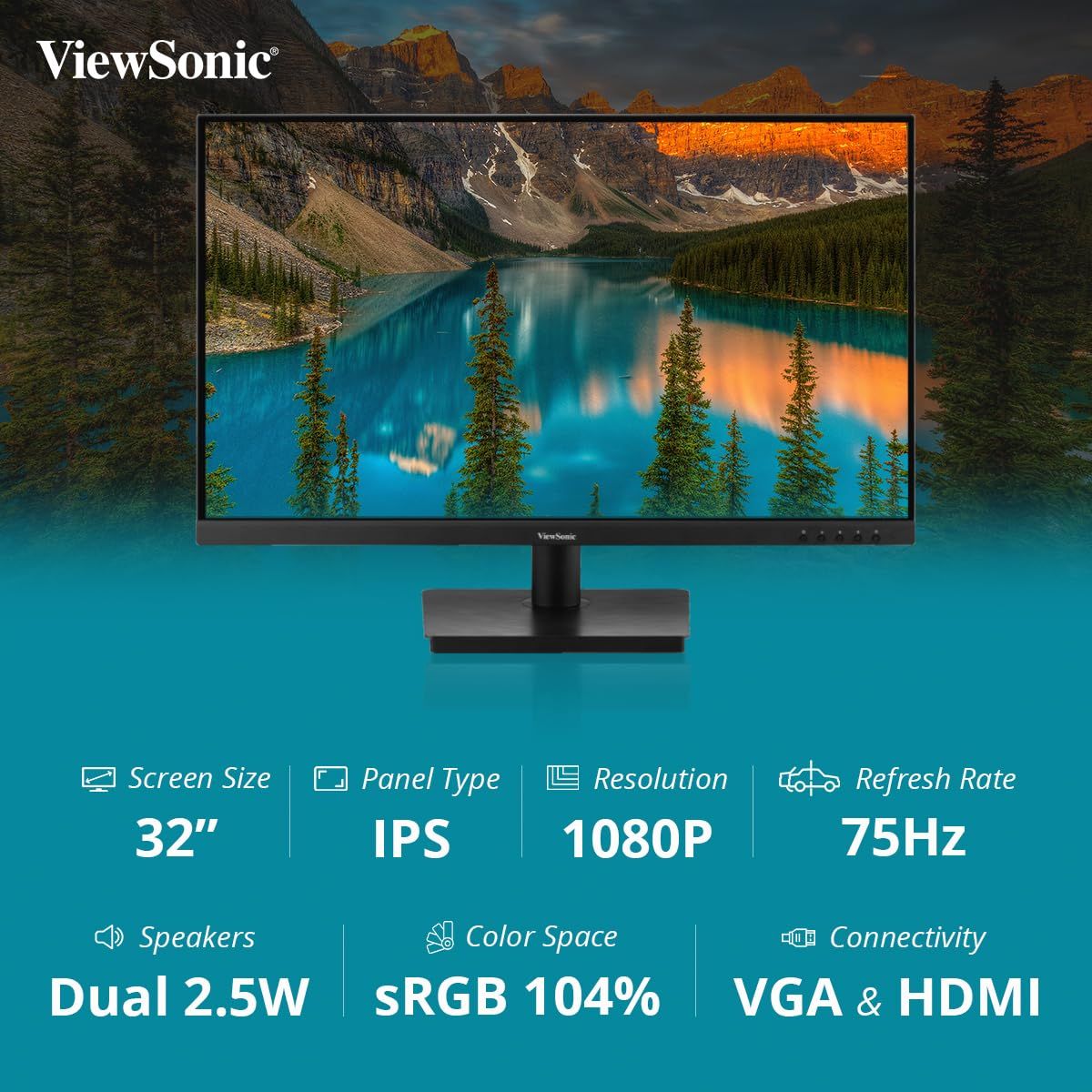 VIEWSONIC 32" VA3209-MH LED FHD 1920x1090P@75Hz IPS PANEL MONITOR