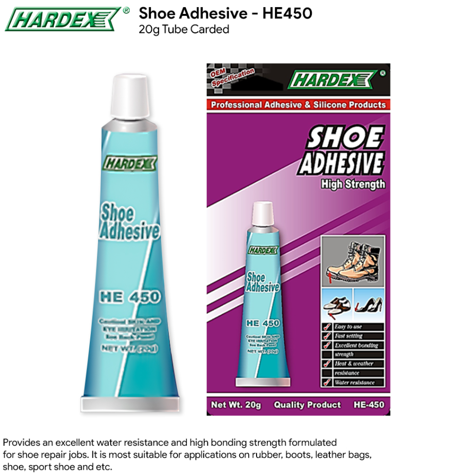 HARDEX SHOE ADHESIVE HE-450 20G TUBE CARDED