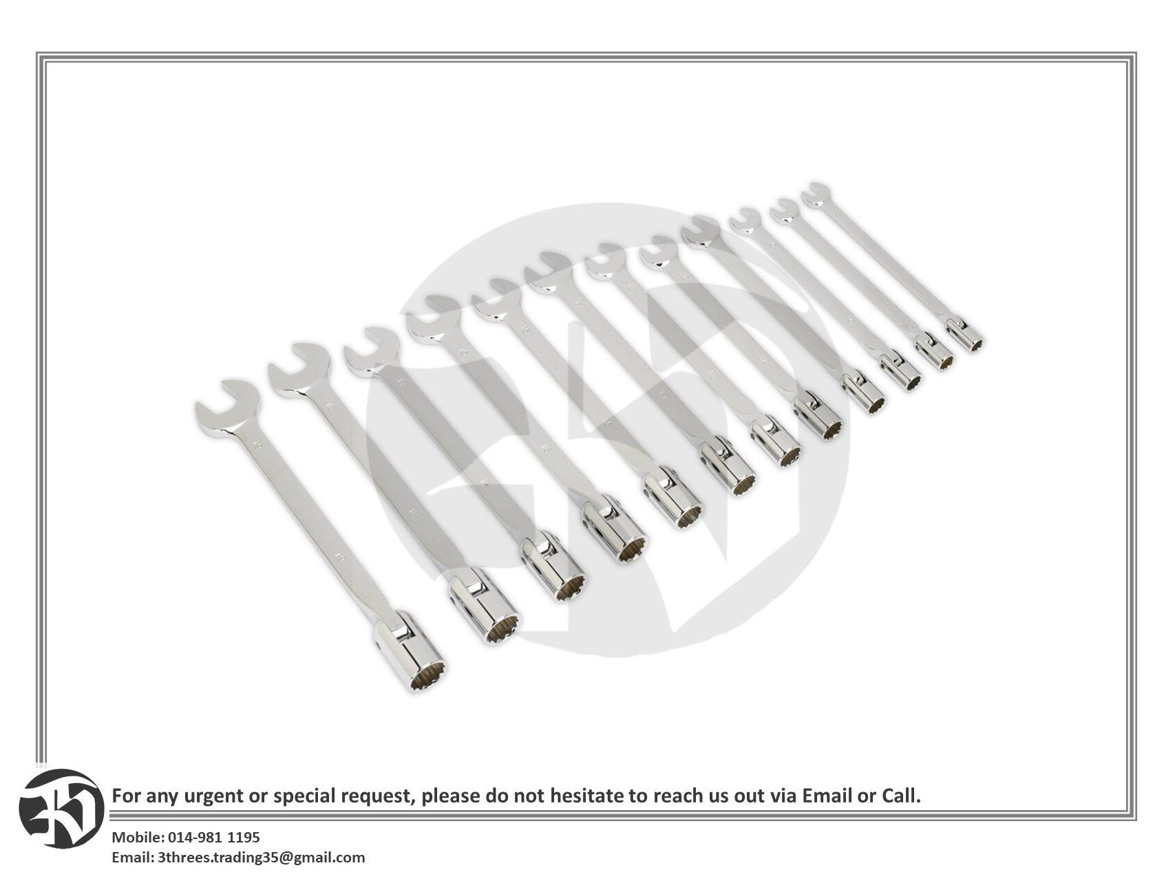 Sealey Flexi-Head Socket/Open End Spanner Set 12pcs