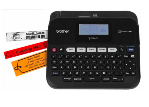Brother P-Touch PT-D450 Labeling Machine Versatile, PC-Connectable Label Maker + 12mm Laminated Sticker Tapes Black on Yellow x 3