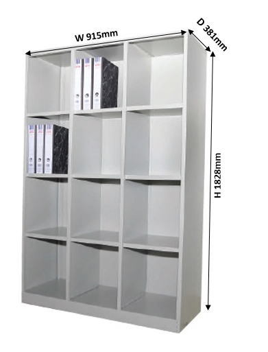 12 Pigeon Hole Steel Cabinet Size 915W x 381D x 1828H (MM) STEEL