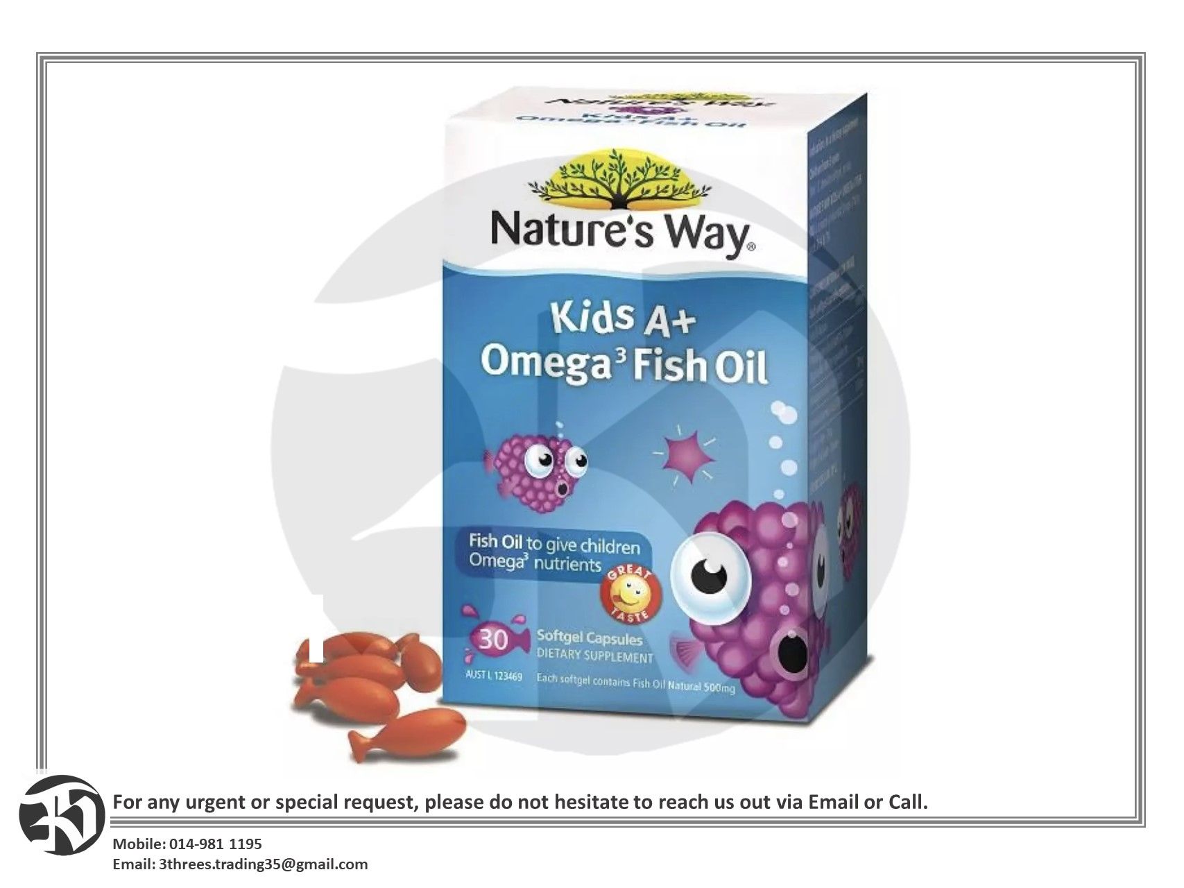 Nature's Way Kids A+ Omega 3 Fish Oil 500mg 30s