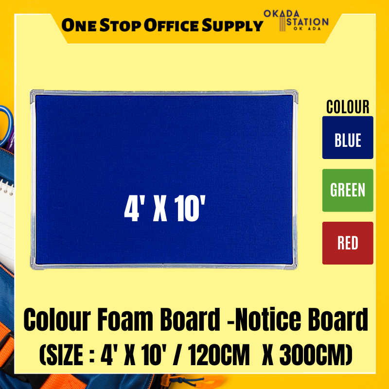 COLOR FOAM NOTICE BOARD WITH ALUMINIUM FRAME COLOUR FOAM NOTICE BOARD / NOTICE BOARD / 4' X 10' / 4FT X 10FT / FNB-410 / WITH ALUMINIUM FRAME / COLOR FOAM BOARD / SOFT BOARD / FOAM BOARD