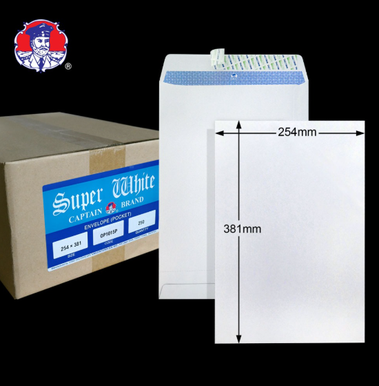 10"X15" SUPER WHITE 100GM OPAQUE P&S ENVELOPE (250'S X 4 BOXES)
