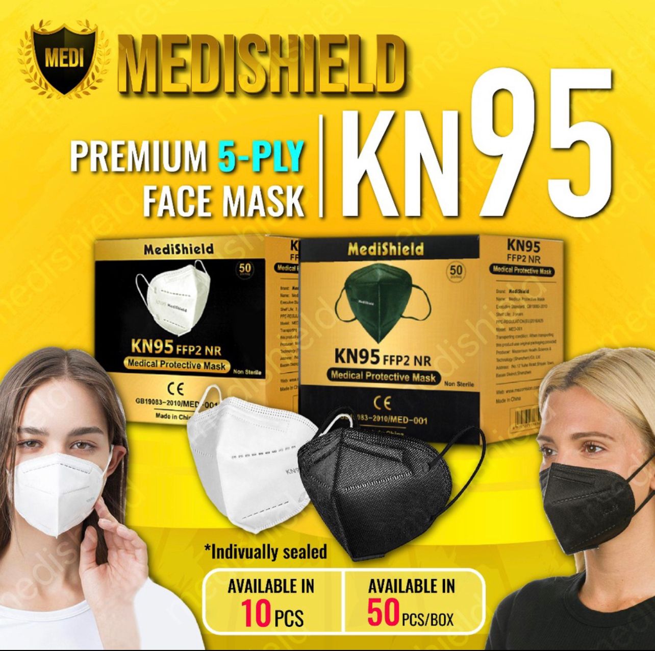 Medishield Mask KN95 Medical Mask Earloop 50pcs Boxes