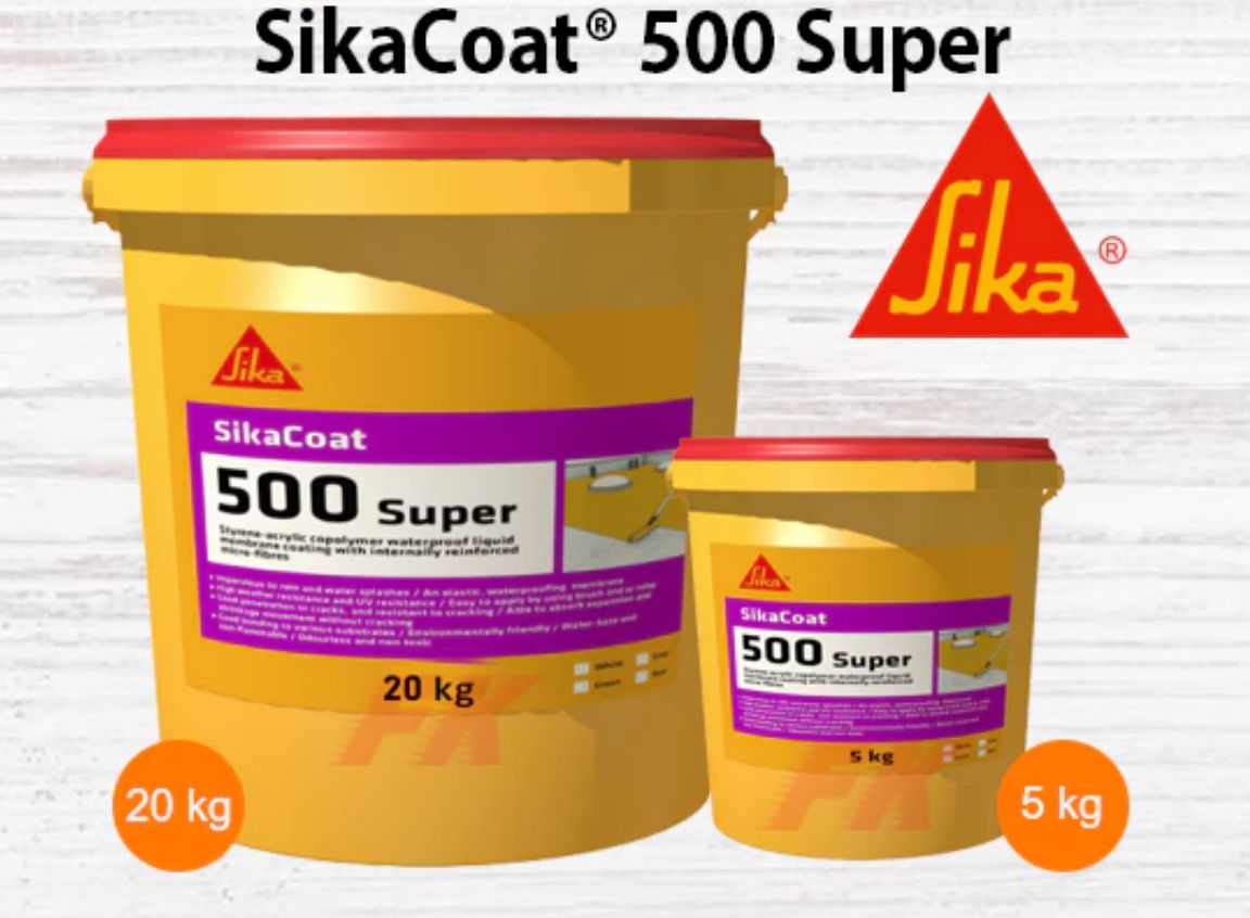 *SIKA SikaCoat 500 Super 20kg (White & Grey) Styrene-Acrylic Copolymer Coating Waterproof Paint