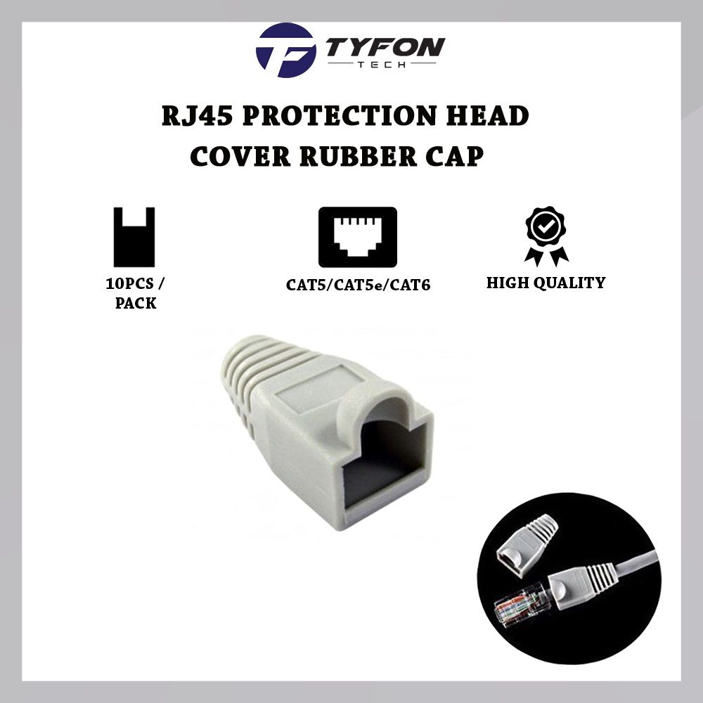 RJ45 Network Cable Connector Cover Cat 5/5e/6 Plug Head - White (10pcs)