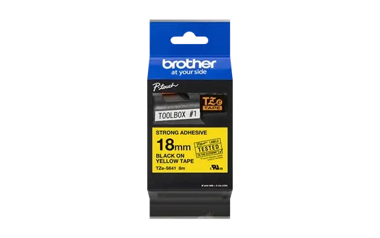 Brother TZe-S641 Black on Yellow (18mm) Strong Adhesive Tapes