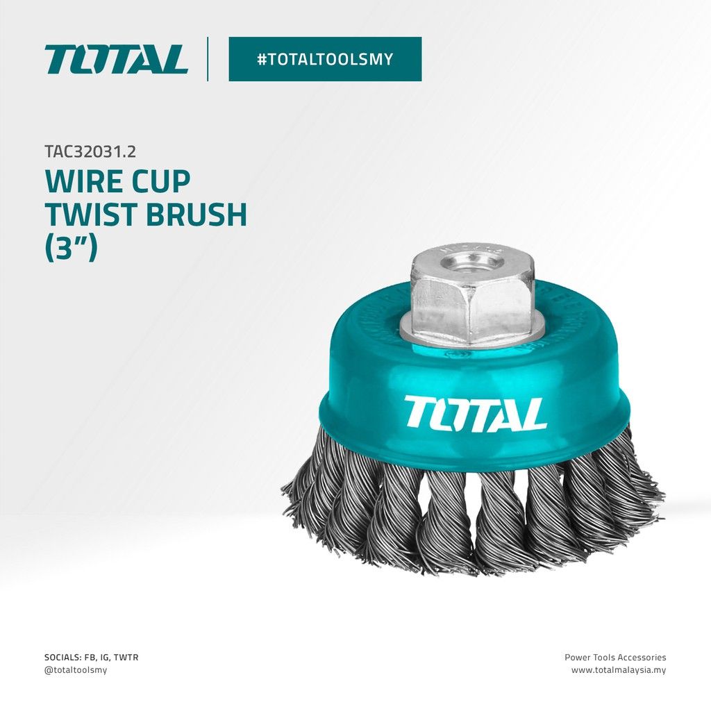 TOTAL WIRE CUP TWIST BRUSH WITH NUT (3") TAC32031.2