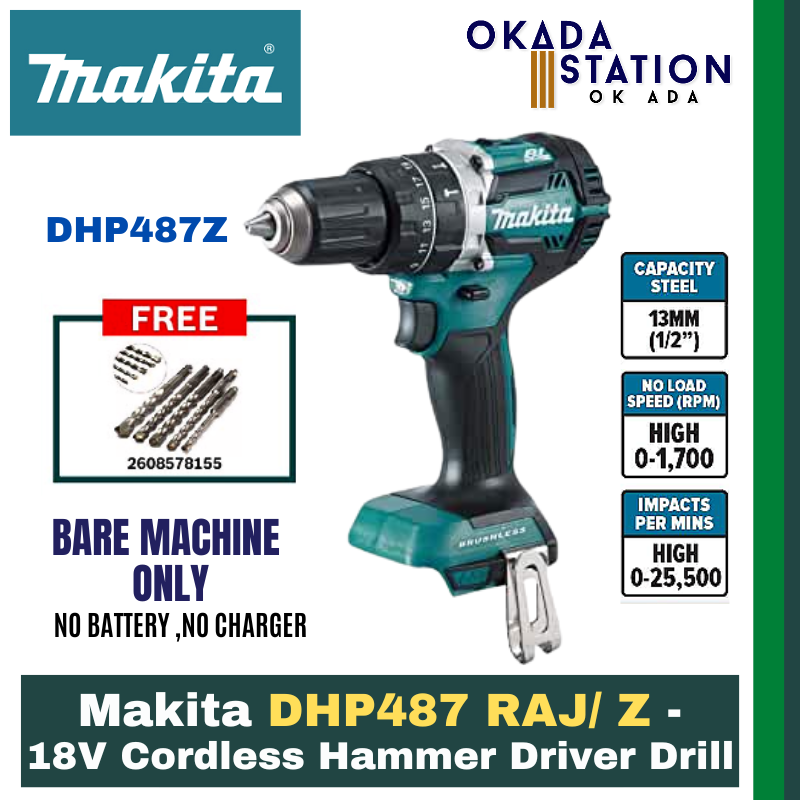 Makita DHP487 RAJ/ Z - 18V Cordless Hammer Driver Drill - Bare Tool Only(DHP487Z) & Combo Set(DHP487RAJ) / ,Makita Hammer Driver Drill / Cordless Hammer Drill / Hammer Driver Drill