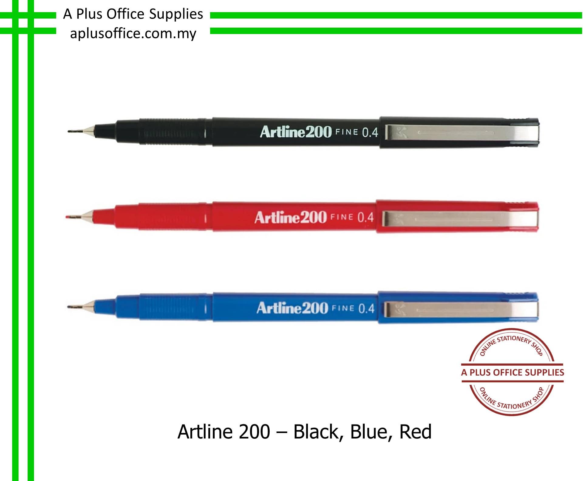 ARTLINE 200 Writing Pen - Black, Blue, Red