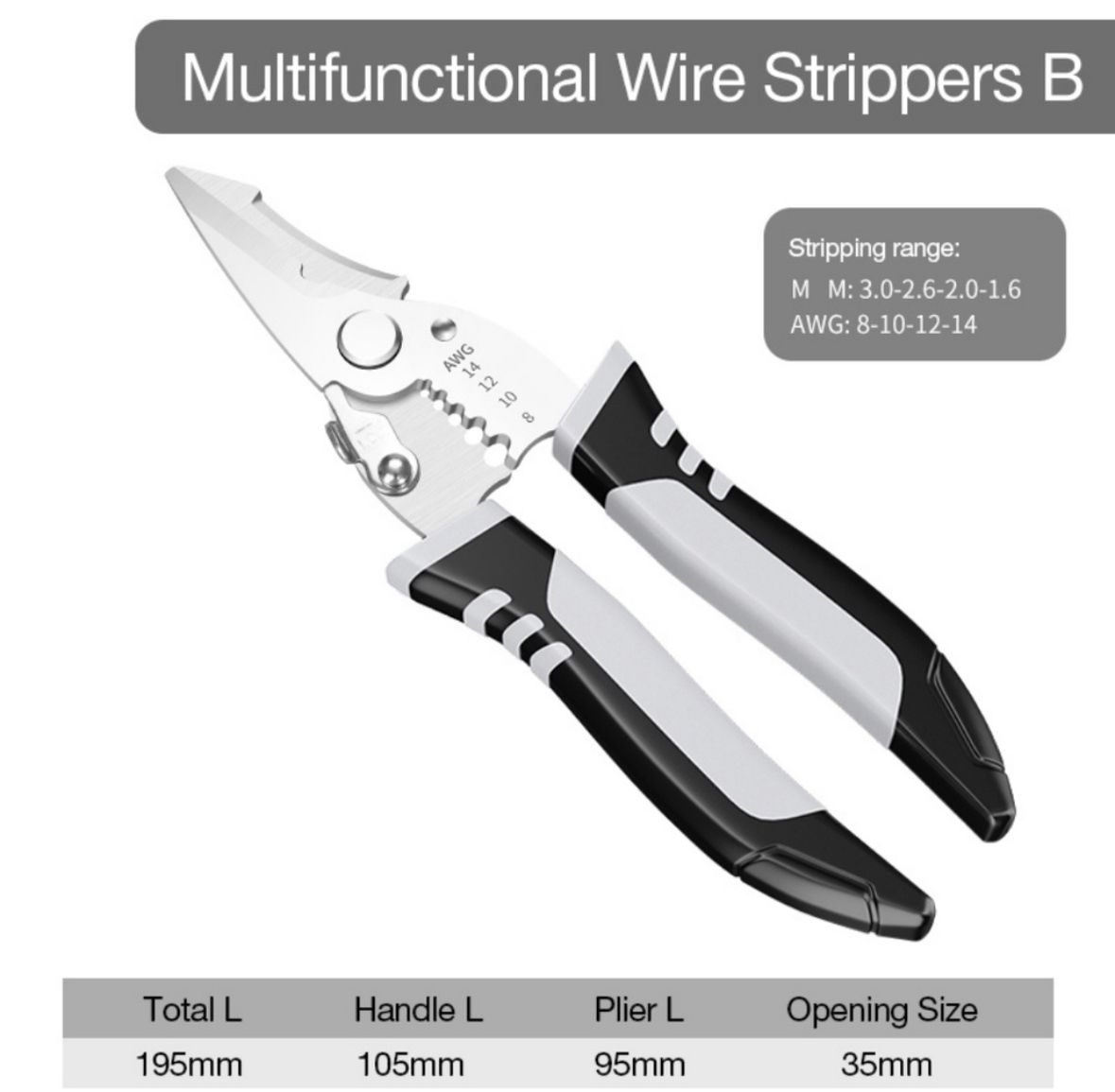 MULTITOOL PLIERS CRIMPING STRIPPING ELECTRICAL CABLE