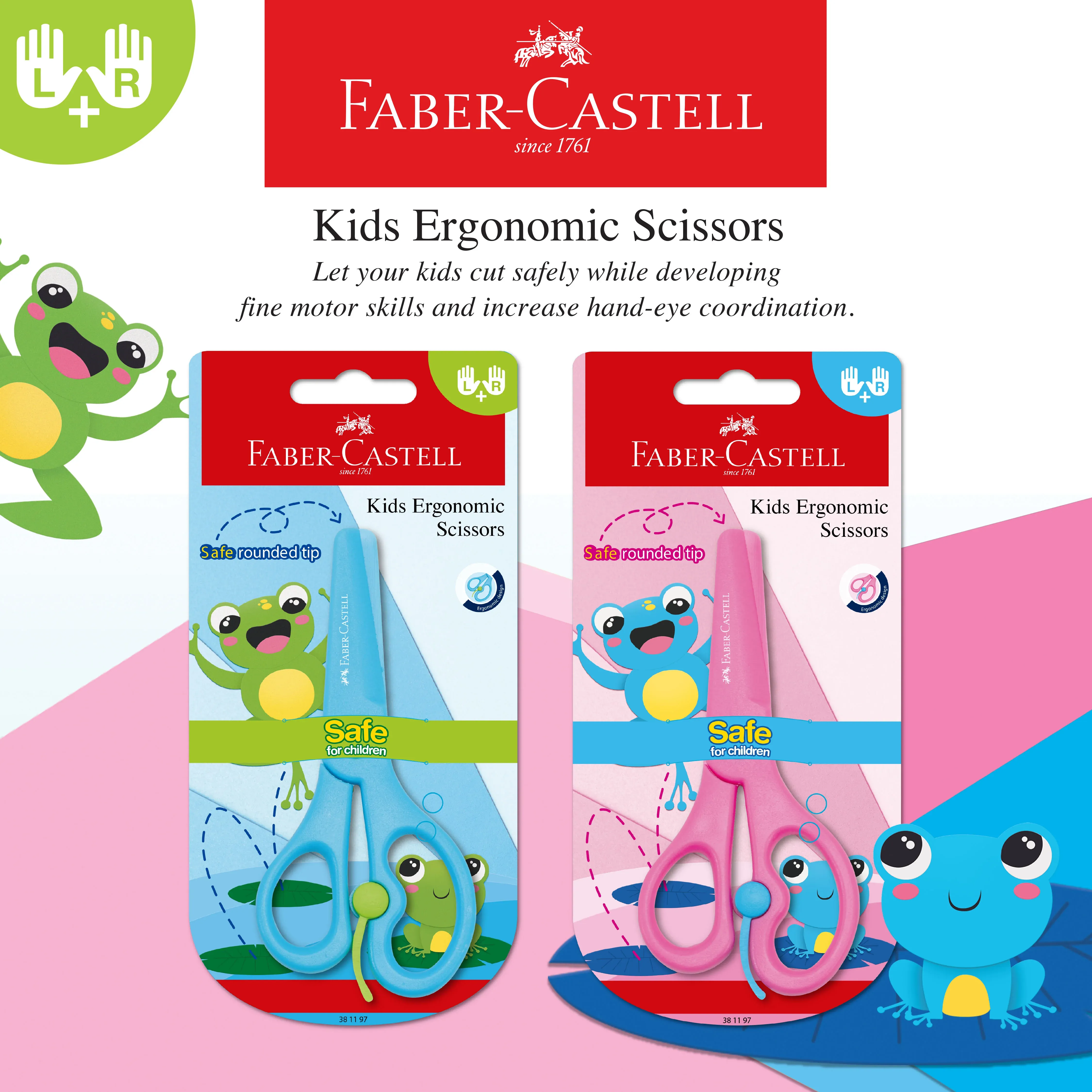 Faber-Castell Kids ergonomic scissors RD/BU 1xBC