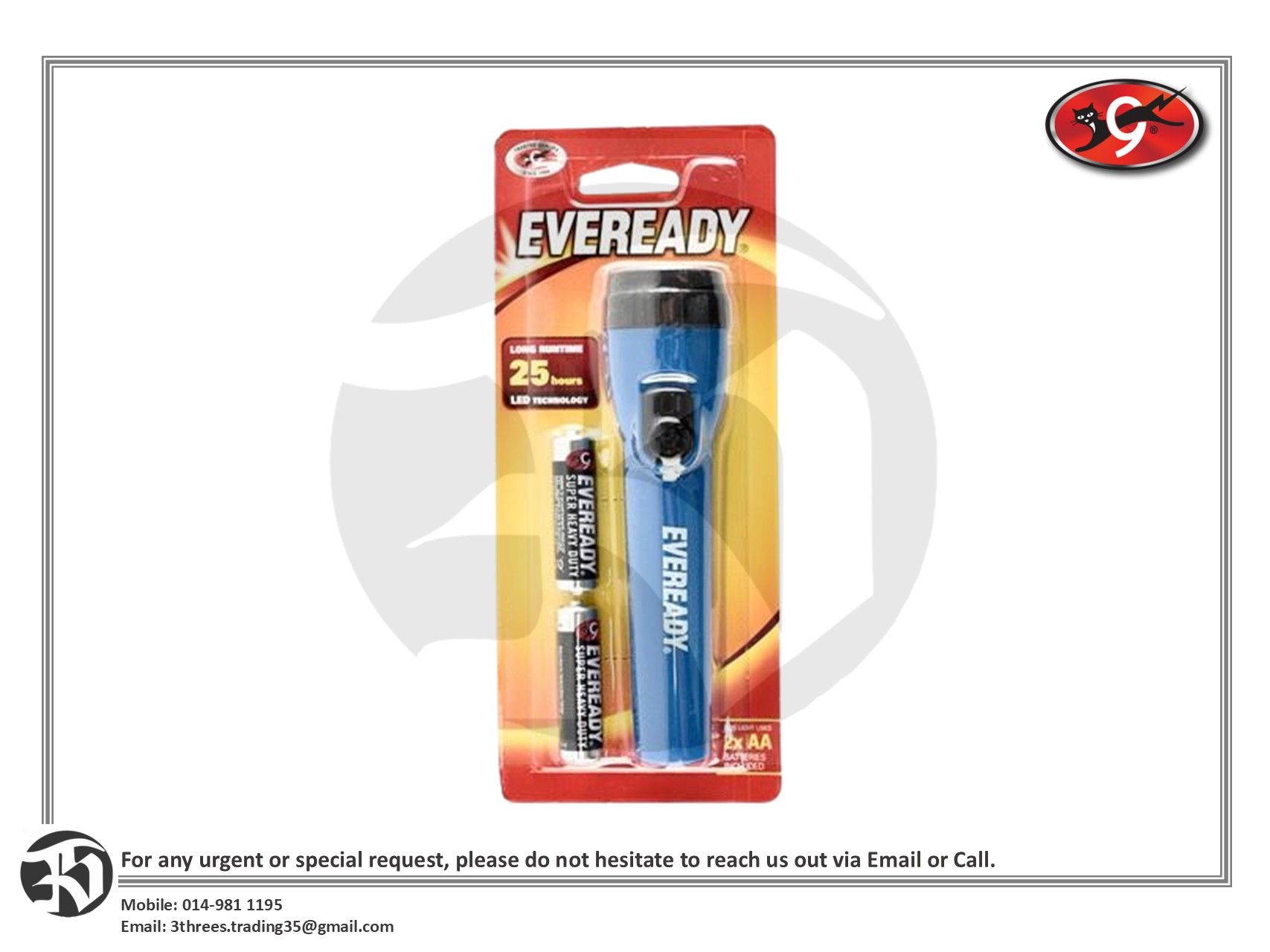 Eveready LED Flashlight with 2 x AA Batteries