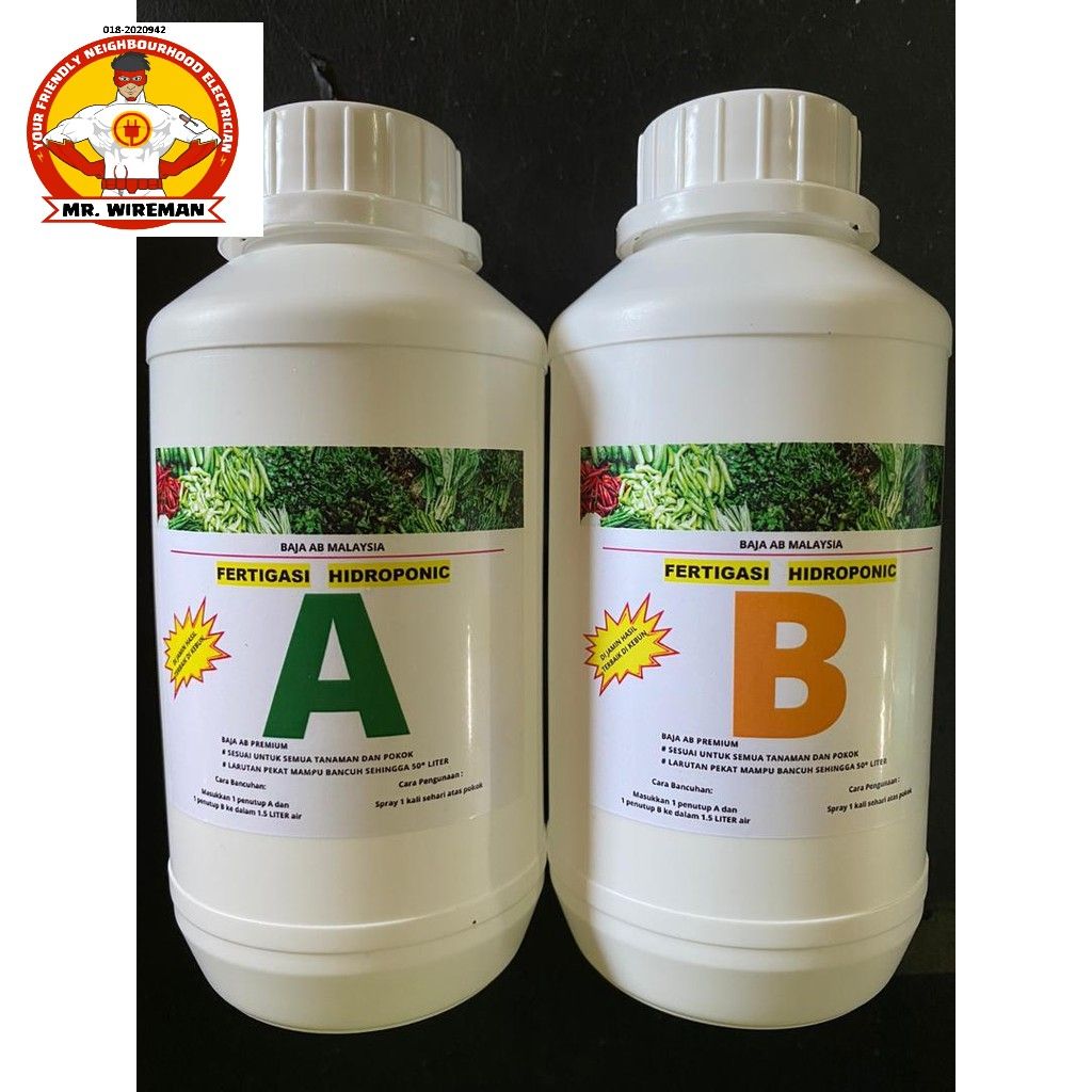 Hydroponic system/set -- Set Baja AB cecair pekat (500ml + 500ml) untuk hydroponik Dan fertigasi