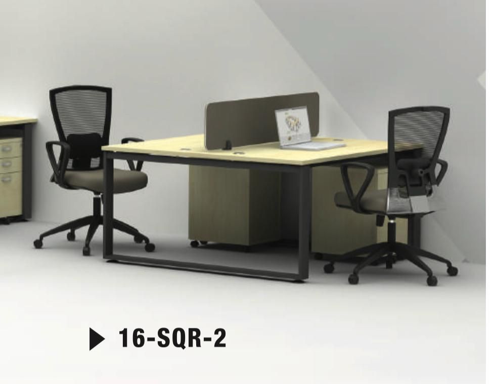 WORKSTATION / CLUSTER OF 2 / COMPLETE WITH CHAIR / B16-SQR / TABLE SIZE : 1500MM / OPEN CONCEPT / OFFICE TABLE