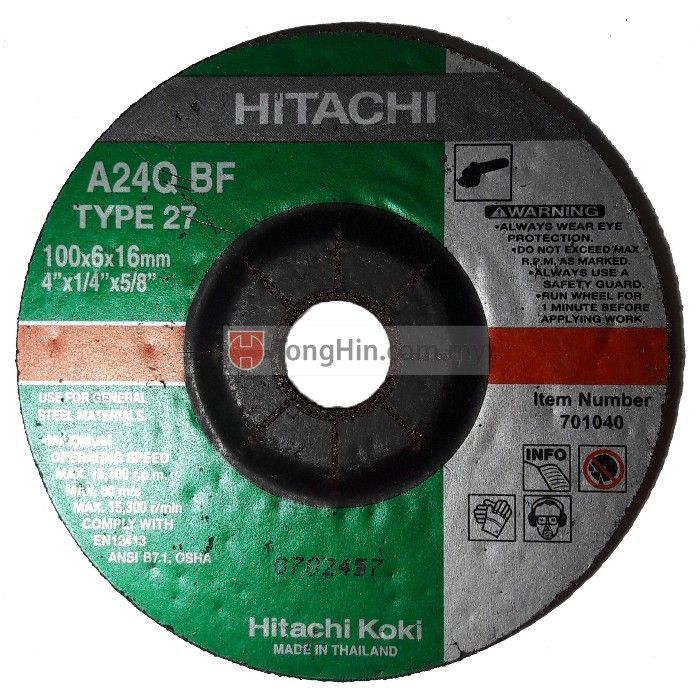 SE SETIA ELECTRIC 4" XO 100 X6X16MM GRINDING DISC GREEN