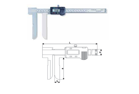 Temo 25-500mm Extra Long Knife-Edge Internal Digital Caliper