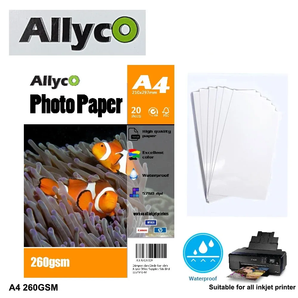 Allyco A4 Photo Paper 260gsm / Photo paper RTSB 20 Sheets