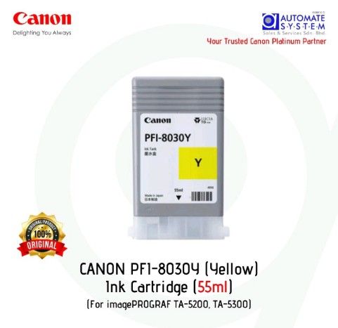 Canon PFI-8030 Y (Yellow) (55ml) Ink Cartridges for image PROGRAF TA Series | TA-5200, TA-5300 |