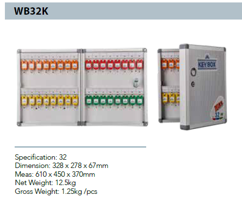 Key Cabinet Steel with Lock - 32 Keys