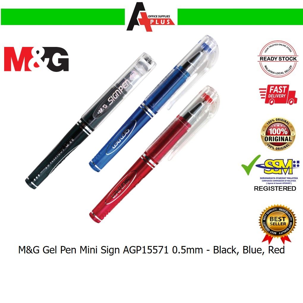 M&G Gel Pen Mini Sign Pen AGP15571 0.5mm / Pen Dakwat Gel Mini - Black, Blue, Red