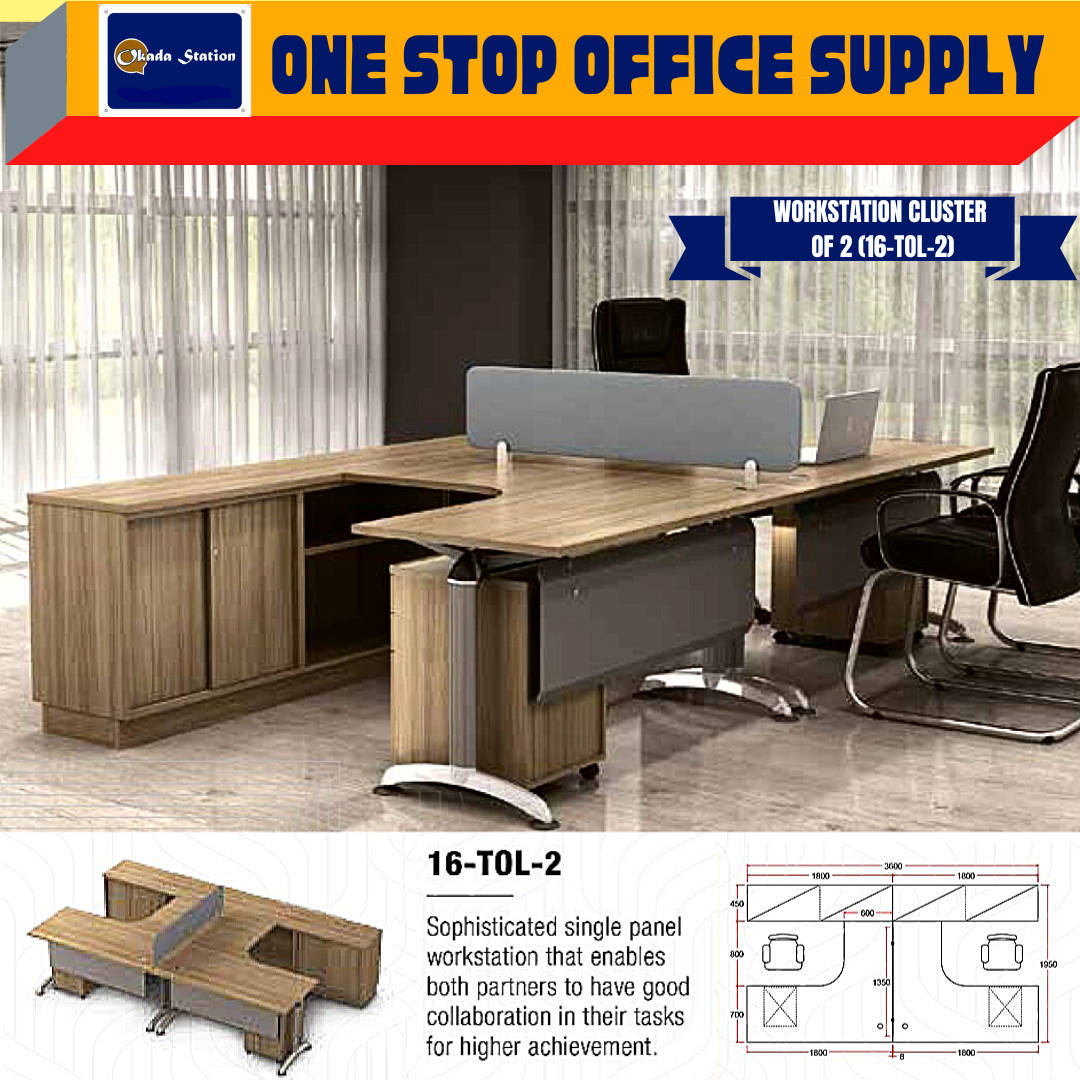 VS WORKSTATION SET CLUSTER OF 2 (WITHOUT CHAIR) -( 16-TOL-2 ) / WORKSTATION / 16-SYSTEM / CLUSTER OF 2 / 16-TOL-2 / TABLE TOP PANEL / OFFICE TABLE / 2 SEAT / OFFICE TABLE WITH PARTITION