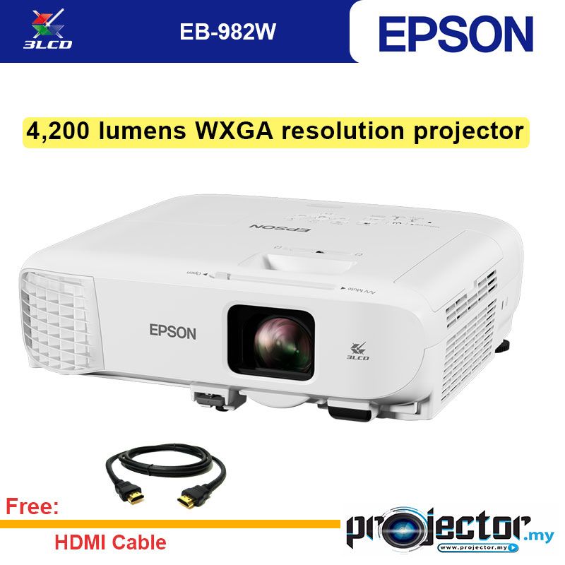 Epson EB-982W WXGA 4200 Lumens 3LCD Projector